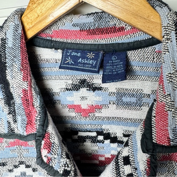 VTG Jane Ashley Tapestry Jacket Blazer Womens Sz L Southwestern Aztec Tribal Y2K - Picture 3 of 8